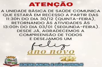COMUNICADO RECESSO FIM DE ANO DA UBS!